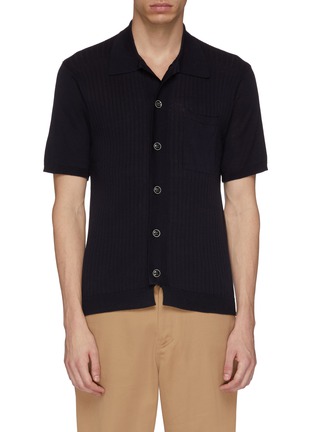 Main View - Click To Enlarge - YOU AS - Chest pocket cotton-silk knit short sleeve shirt