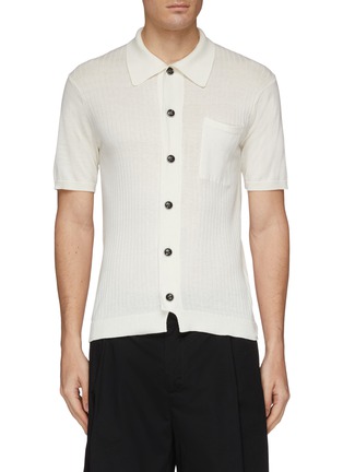 Main View - Click To Enlarge - YOU AS - Chest pocket cotton-silk knit short sleeve shirt