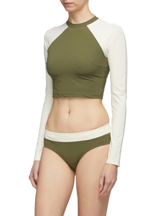 Front View - Click To Enlarge - FLAGPOLE SWIM - 'Everly' colourblock cropped rash guard