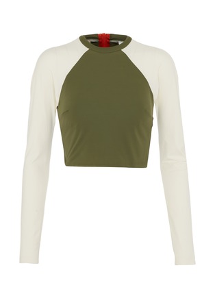 Main View - Click To Enlarge - FLAGPOLE SWIM - 'Everly' colourblock cropped rash guard