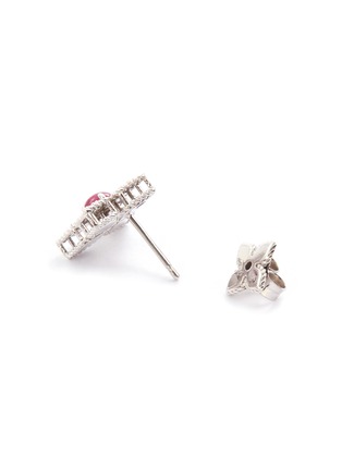 Detail View - Click To Enlarge - ROBERTO COIN - 'Princess Flower' diamond ruby 18k white gold stud earrings