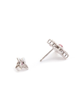 Detail View - Click To Enlarge - ROBERTO COIN - 'Princess Flower' diamond tourmaline 18k white gold stud earrings