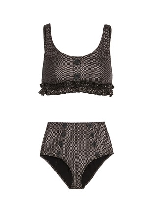 Main View - Click To Enlarge - LISA MARIE FERNANDEZ - 'Colby' button front ruffle bikini set