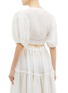 Back View - Click To Enlarge - LISA MARIE FERNANDEZ - Puff sleeve tie front cropped linen blend blouse