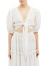 Main View - Click To Enlarge - LISA MARIE FERNANDEZ - Puff sleeve tie front cropped linen blend blouse