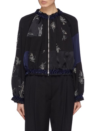 Main View - Click To Enlarge - 3.1 PHILLIP LIM - Embellished ruched patchwork silk bomber jacket