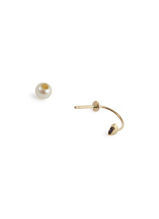 Detail View - Click To Enlarge - DELFINA DELETTREZ - 'Micro Eye Piercing' sapphire pearl 18k yellow gold single earring
