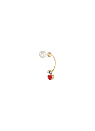 Main View - Click To Enlarge - DELFINA DELETTREZ - 'Micro-Eye and Heart' pearl enamelled 18k yellow gold single earring