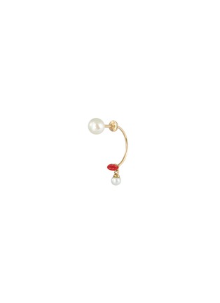 Main View - Click To Enlarge - DELFINA DELETTREZ - 'Micro-Lips and Pearl' enamelled 18k yellow gold single earring