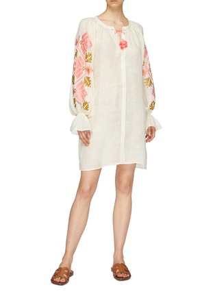 Figure View - Click To Enlarge - MARCH11 - 'Gala' belted graphic embroidered linen mini dress