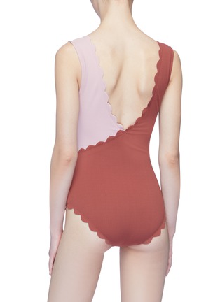 Back View - Click To Enlarge - MARYSIA - 'Canyon Point' colourblock scalloped one-piece swimsuit