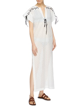 Figure View - Click To Enlarge - MARYSIA - 'Nantucket' lace-up broderie anglaise tunic dress