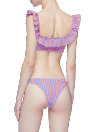 Back View - Click To Enlarge - SOLID & STRIPED - 'The Paloma' stripe seersucker off-shoulder bikini top