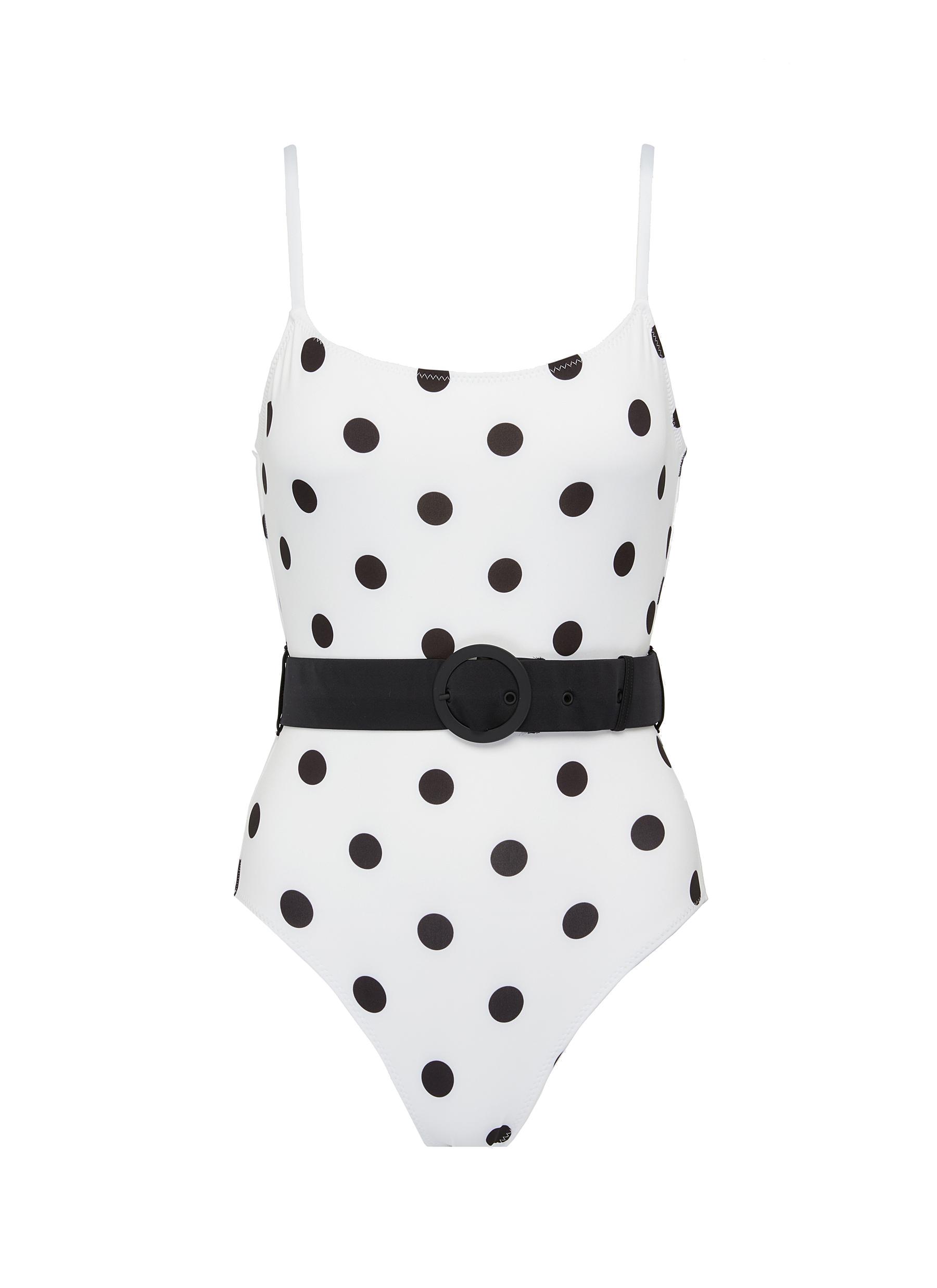 The Nina belted polka dot print one-piece swimsuit by Solid & Striped