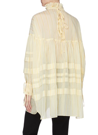 Back View - Click To Enlarge - CECILIE BAHNSEN - 'Alberle' ruffle high neck contrast stripe trim top