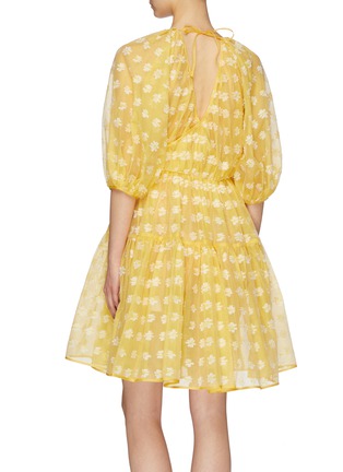 Back View - Click To Enlarge - CECILIE BAHNSEN - 'Suzette' puff sleeve tiered floral fil coupé wrap dress