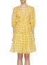 Main View - Click To Enlarge - CECILIE BAHNSEN - 'Suzette' puff sleeve tiered floral fil coupé wrap dress