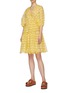 Figure View - Click To Enlarge - CECILIE BAHNSEN - 'Suzette' puff sleeve tiered floral fil coupé wrap dress