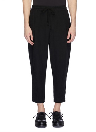 Main View - Click To Enlarge - DEVOA - Cropped silk-linen jogging pants