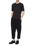 Figure View - Click To Enlarge - DEVOA - Cropped silk-linen jogging pants