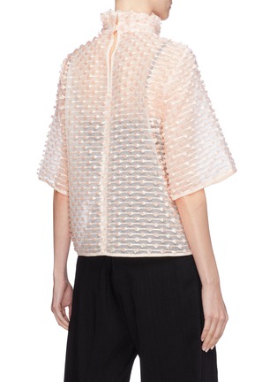 Back View - Click To Enlarge - CECILIE BAHNSEN - 'Cara' ruffle high neck stripe fil coupé top