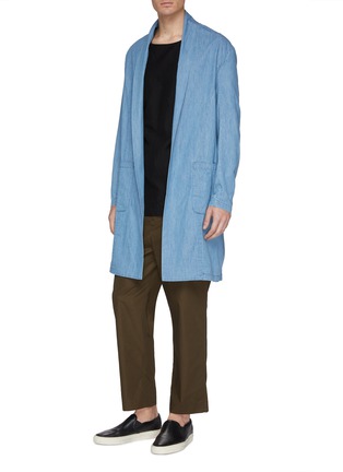 Figure View - Click To Enlarge - ATTACHMENT - Shawl lapel chambray open coat