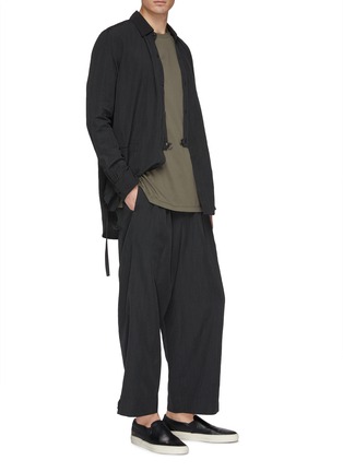 Figure View - Click To Enlarge - ATTACHMENT - Pleated stripe drop crotch jogging pants