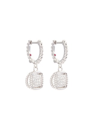 Main View - Click To Enlarge - ROBERTO COIN - 'New Barocco' diamond 18k white gold square drop earrings