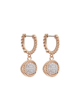 Main View - Click To Enlarge - ROBERTO COIN - 'New Barocco' diamond 18k rose gold circle drop earrings