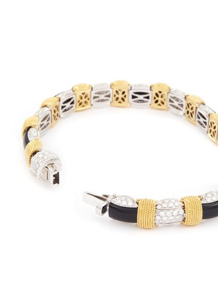 Detail View - Click To Enlarge - ROBERTO COIN - 'Barocco' diamond onyx 18k yellow gold bangle