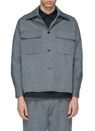 Main View - Click To Enlarge - ETHOSENS - Chest pocket boxy wool shirt jacket