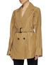 Detail View - Click To Enlarge - AKIRA NAKA - Belted ruched split sleeve cotton-silk trench jacket