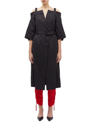 Main View - Click To Enlarge - AKIRA NAKA - Belted off-shoulder twill trench coat