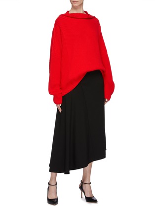 Figure View - Click To Enlarge - POIRET - Cowl neck oversized cotton-silk-cashmere sweater