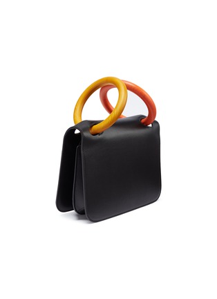 Detail View - Click To Enlarge - ROKSANDA - 'Neneh' colourblock wood ring handle leather bag