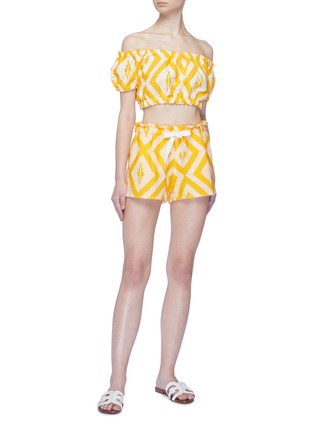 Figure View - Click To Enlarge - LEM LEM - 'Biruhi' geometric print drawstring shorts