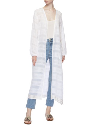 Figure View - Click To Enlarge - LEM LEM - 'Kelali' belted stripe robe
