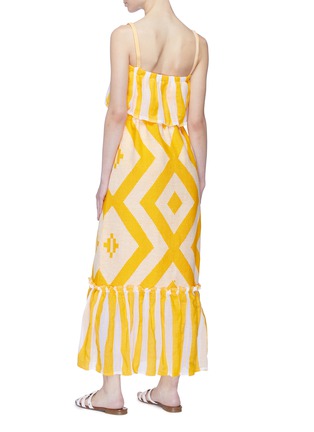 Back View - Click To Enlarge - LEM LEM - 'Biruhi' ruffle overlay geometric print tiered sleeveless dress