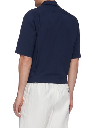 Back View - Click To Enlarge - GOETZE - 'Ronny' chest pocket seersucker zip short sleeve shirt