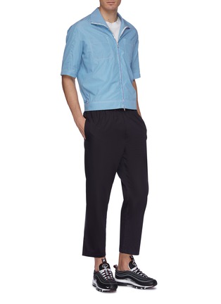Figure View - Click To Enlarge - GOETZE - 'Ronny' chest pocket stripe zip short sleeve shirt