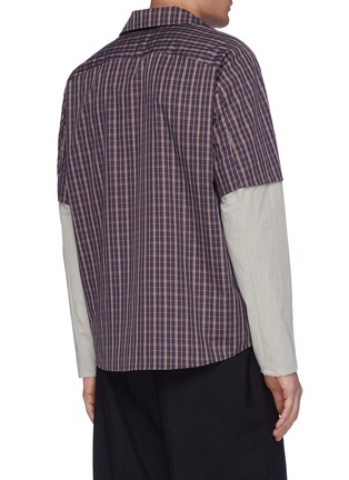 Back View - Click To Enlarge - GOETZE - 'Larry' colourblock layered sleeve check plaid shirt