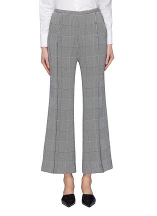 Main View - Click To Enlarge - KHAITE - 'Georgia' pintucked check twill flared pants