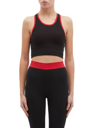 Main View - Click To Enlarge - NAGNATA - Organic cotton blend knit cropped racerback performance top