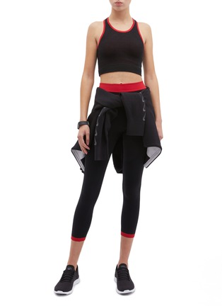 Figure View - Click To Enlarge - NAGNATA - Organic cotton blend knit cropped racerback performance top