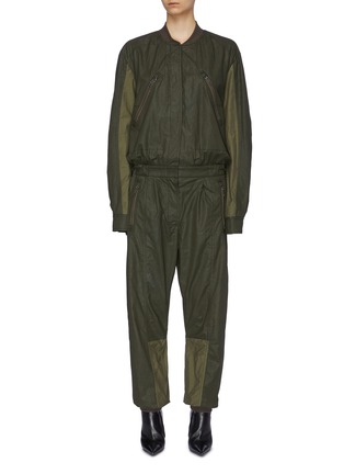 Main View - Click To Enlarge - HAIDER ACKERMANN - Panelled zip front coated twill jumpsuit