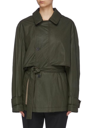 Main View - Click To Enlarge - HAIDER ACKERMANN - Detachable throat latch belted coated twill trench jacket