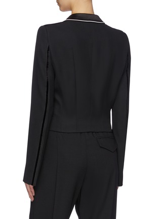 Back View - Click To Enlarge - HAIDER ACKERMANN - Contrast piping satin lapel cropped virgin wool blazer