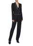 Figure View - Click To Enlarge - HAIDER ACKERMANN - Contrast piping satin lapel cropped virgin wool blazer