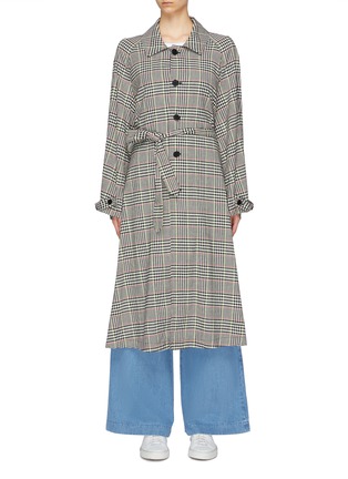 Main View - Click To Enlarge - BARENA - 'Vaghezza' belted tartan plaid coat