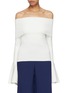 Main View - Click To Enlarge - SOLACE LONDON - 'Venna' flared sleeve rib knit off-shoulder top